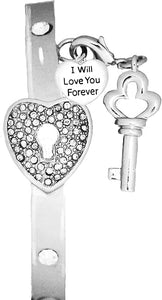 Message Bracelet, I Will Love You Forever, The Key to My Heart Bracelet, It Really Locks! Hypoallergenic, Safe-Nickel, Lead, Free