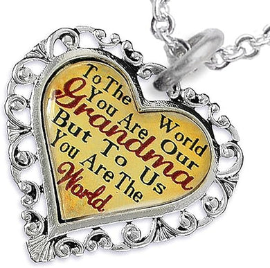 Grandma Heart Charm Necklace Hypoallergenic, Adjustable, Safe, Nickel, Lead & Cadmium Free
