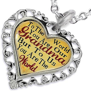 Grandma Heart Charm Necklace Hypoallergenic, Adjustable, Safe, Nickel, Lead & Cadmium Free
