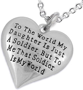 Army, Enlisted Daughter, My Daughter, She is My World, Necklace, Adjustable Hypoallergenic-Safe