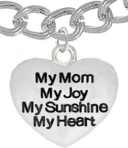 Message Jewelry, My Mom, My Joy, My Sunshine, My Heart, Bracelet, Hypoallergenic, Safe-Nickel, Lead, Free