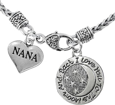 Nana and I Love You to The Moon and Back Necklace Hypoallergenic, Safe-Nickel, Lead & Cadmium Free