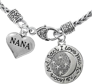Nana and I Love You to The Moon and Back Necklace Hypoallergenic, Safe-Nickel, Lead & Cadmium Free