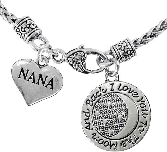 Nana and I Love You to The Moon and Back Necklace Hypoallergenic, Safe-Nickel, Lead & Cadmium Free