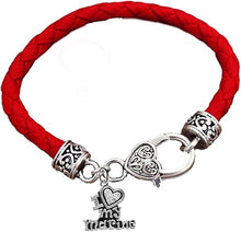 I Love My Marine Vintage Antique Silver Clasp/Genuine Red Leather Bracelet, Hypoallergenic, Safe-No Nickel, No Lead and No Poisonous Cadmium