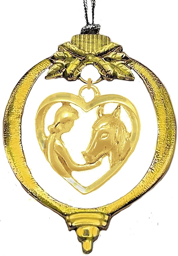 A Girl and Her Horse, I Love My Horse Christmas Ornament,14KT Goldtone Finish, Western Ornament. What A Wonderful Gift for Yourself, Or Someone Special. Made in The U S by Veterans