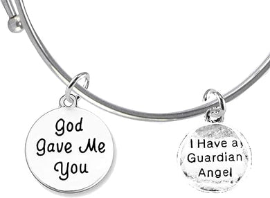 God Gave Me You, I Have A Guardian Angel, Hypoallergenic Adjustable Miracle Wire Bracelet, Safe-Nickel, Lead And Cadmium Free