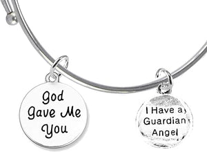 God Gave Me You, I Have A Guardian Angel, Hypoallergenic Adjustable Miracle Wire Bracelet, Safe-Nickel, Lead And Cadmium Free