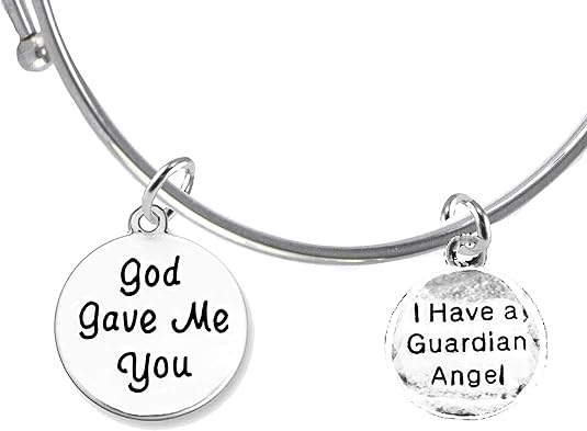 God Gave Me You, I Have A Guardian Angel, Hypoallergenic Adjustable Miracle Wire Bracelet, Safe-Nickel, Lead And Cadmium Free