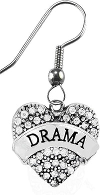 Drama, Theater, Actress, Actor, Entertainer Stage Perfomer On A Sterling Silver Solid .925 Sterling Earring, Not Plated Or Coated.Cable Chain Necklace, Charm-Nickel, Lead, Cadmium Free