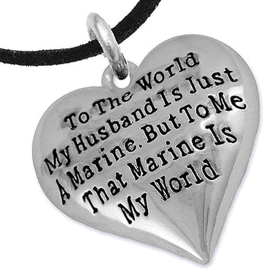 Marine Wife, My Husband is My World, Necklace, Hypoallergenic, Safe- Nickel, Lead and Cadmium Free