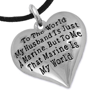Marine Wife, My Husband is My World, Necklace, Hypoallergenic, Safe- Nickel, Lead and Cadmium Free