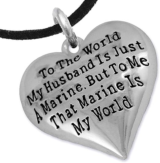 Marine Wife, My Husband is My World, Necklace, Hypoallergenic, Safe- Nickel, Lead and Cadmium Free
