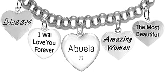 Grandma, Abuela, Blessed, I Will Love You Forever,Genuine Abuela Crystal Heart, Amazing Woman, The Most Beautiful, Adjustable, Hypoallergenic Safe- No Nickel. Lead, Or Poisonous Cadmium