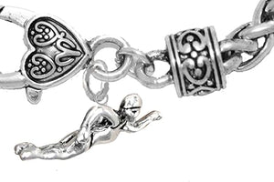 I Love Swimming Bracelet, Hypoallergenic, Safe-Nickel Free, No Poisonous Lead Or Cadmium