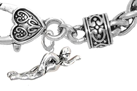I Love Swimming Bracelet, Hypoallergenic, Safe-Nickel Free, No Poisonous Lead Or Cadmium