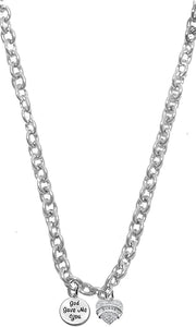 God Gave Me You, Grandma, Sterling Silver Solid .925 Sterling, Not Plated Or Coated.Cable Chain Necklace, Charm-Nickel, Lead, Cadmium Free