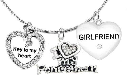 Policeman's, I Love My Policeman, Girlfriend, Key To My Heart, Adjustable Snake Chain Necklace., Hypoallergenic, Safe-Nickel, Lead, Free