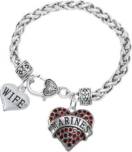 Marine Wife Heart Bracelet, Hypoallergenic, Will NOT Irritate Anyone with Sensitive Skin. Safe- Nickel, Lead and Cadmium Free