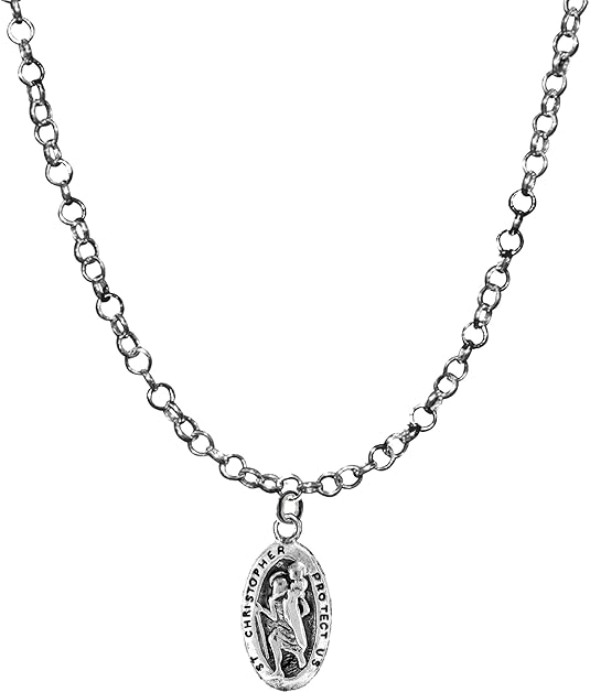 Saint Christopher Protect Me Medallion, Adjustable 18-21 Inch Rolo Chain Necklace, Nickel, Lead, And Cadmium Free-Hypoallergenic