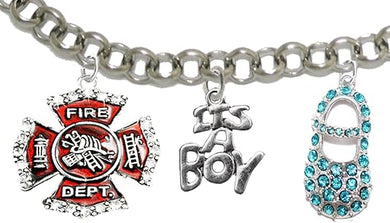 Firefighter's, Mom to Be, It's A Boy, Bracelet, Hypoallergenic, Safe-Nickel, Lead, Cadmium Free
