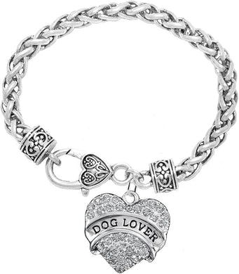 Dog Lover Crystal Heart Hypoallergenic Bracelet. Nickle and Lead Free!
