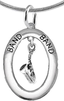 Band Saxophone Player, Hypoallergenic Adjustable Necklace, Safe-Nickel, Lead and Cadmium Free