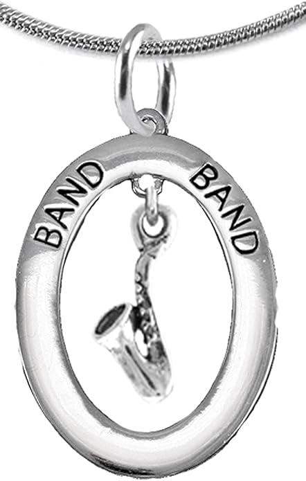 Band Saxophone Player, Hypoallergenic Adjustable Necklace, Safe-Nickel, Lead and Cadmium Free