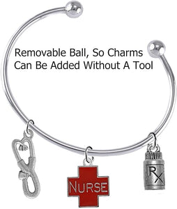 Nurse Add-A-Charm Bracelet, Hypoallergenic, Safe-Nickel, Lead, Free
