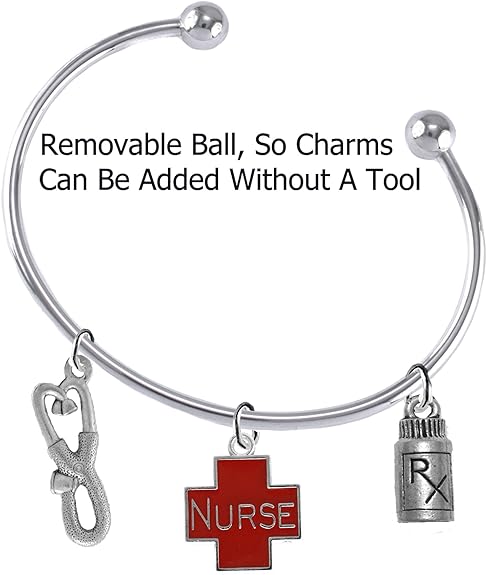 Nurse Add-A-Charm Bracelet, Hypoallergenic, Safe-Nickel, Lead, Free