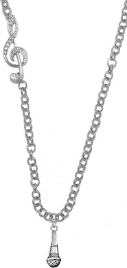 Singer, Microphone, Treble Clef Jewelry, Rolo Chain Adjustable Necklace, Hypoallergenic, Safe-Nickel, Lead, and Cadmium Free