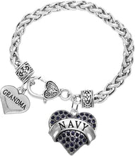 Navy Grandma Blue Crystal Heart Bracelet, Hypoallergenic, Will NOT Irritate Anyone with Sensitive Skin. Safe- Nickel, Lead and Cadmium Free