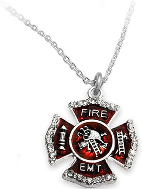 Firefighter, Firefighter EMT, Sterling Silver, Solid .925 Sterling, Not Plated Or Coated.18 Inch Necklace Chain, Nickel, Lead, Cadmium Free