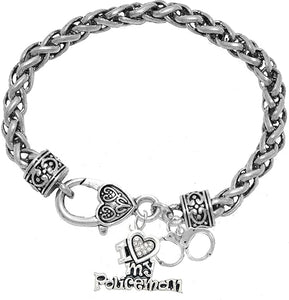 Policeman's, I Love My Policeman, with Handcuff's, Hypoallergenic, Safe-Nickel, Lead, Free