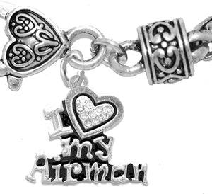 Air Force, I Love My Airman, Genuine Crystal Bracelet, Hypoallergenic, Safe-Nickel, Lead Free
