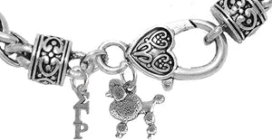 Sigma Gamma Rho. Greek Letters And Poodle Charms. Authorized Licensed Jewelry Manufacturer, Hypoallergenic Safe Vintage Antique Wheat Chain Bracelet, Hypoallergenic