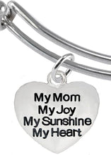 Message Jewelry, My Mom, My Joy, My Sunshine, My Heart, Adjustable Bracelet, Hypoallergenic, Safe-Nickel, Lead, Free