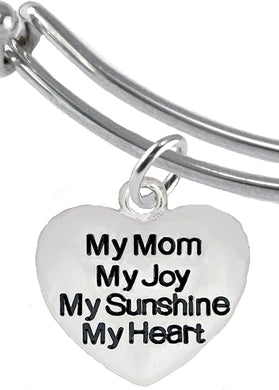 Message Jewelry, My Mom, My Joy, My Sunshine, My Heart, Adjustable Bracelet, Hypoallergenic, Safe-Nickel, Lead, Free