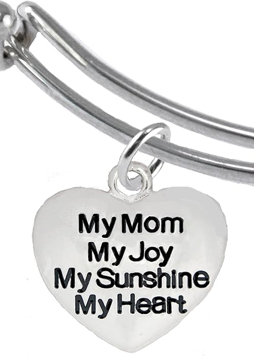 Message Jewelry, My Mom, My Joy, My Sunshine, My Heart, Adjustable Bracelet, Hypoallergenic, Safe-Nickel, Lead, Free