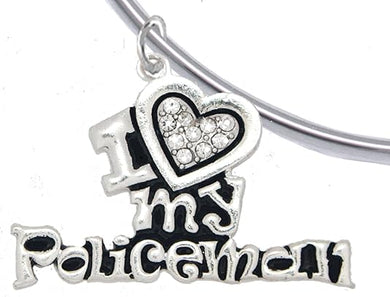 Policeman's, I Love My Policeman, Add-A-Charm Bracelet Without Tools, Hypoallergenic, Safe-Nickel, Lead, Free