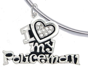 Policeman's, I Love My Policeman, Add-A-Charm Bracelet Without Tools, Hypoallergenic, Safe-Nickel, Lead, Free