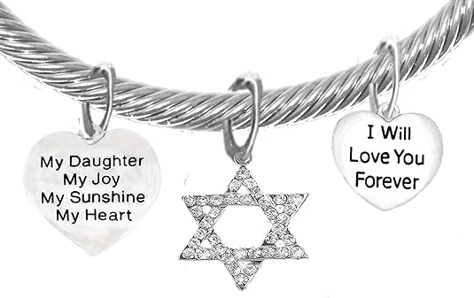 Jewish, My Daughter, My Joy, My Sunshine, My Heart, I Will Love You Forever, And A Crystal Star Of David, With Crystal Ends, Hypoallergenic, Safe-Nickel, Lead, And Cadmium Free