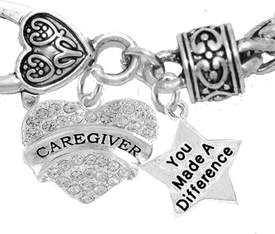 Caregiver, Nurse, RN, LPN, You Made A Difference, Bracelet, Hypoallergenic, Safe-Nickel, Lead, Free