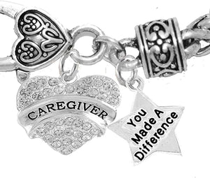 Caregiver, Nurse, RN, LPN, You Made A Difference, Bracelet, Hypoallergenic, Safe-Nickel, Lead, Free