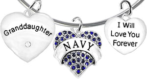 Navy Granddaughter, I Will Love You Forever, Hypoallergenic, Safe-Nickel Free, No Poisonous Lead Or Cadmium