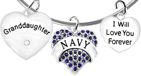 Navy Granddaughter, I Will Love You Forever, Hypoallergenic, Safe-Nickel Free, No Poisonous Lead Or Cadmium
