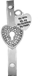 Message Bracelet, My Wife, My Joy, My Sunshine, The Key to My Heart, It Really Locks! Hypoallergenic, Safe-Nickel, Lead, Free