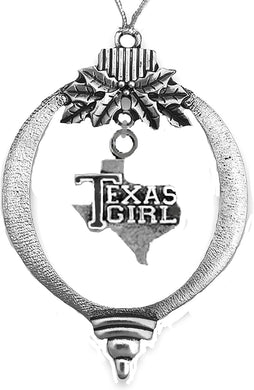 Texas Girl Christmas Ornament, Silvertone Finnish, with Tree Hanger, Western Cowgirl Ornament. What A Wonderful Gift for Yourself, Or Someone Special. Made in The USA by U.S. Veterans.©2024