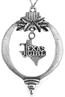 Texas Girl On A Silvertone Christmas Ornament, What A Wonderful Gift For Yourself Or Someone Special,Gift Ready Comes In A Black Velvet Bag,Made In The USA By Veterans