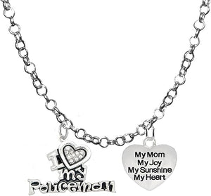 Policeman's, I Love My Policeman, My Mom, My Joy, My Sunshine, Adjustable Rolo Chain Necklace, Hypoallergenic, Safe-Nickel, Lead, Free